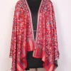 Kashmiri Red Roshni Kani Stole for Women with Multicolour Floral Design