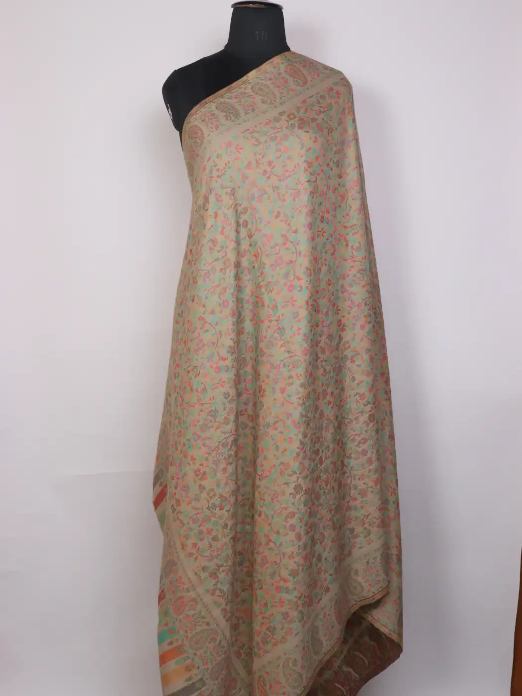 Kashmiri Kani Woolen Shawl for Men Badami Shaan with Floral Kani Work