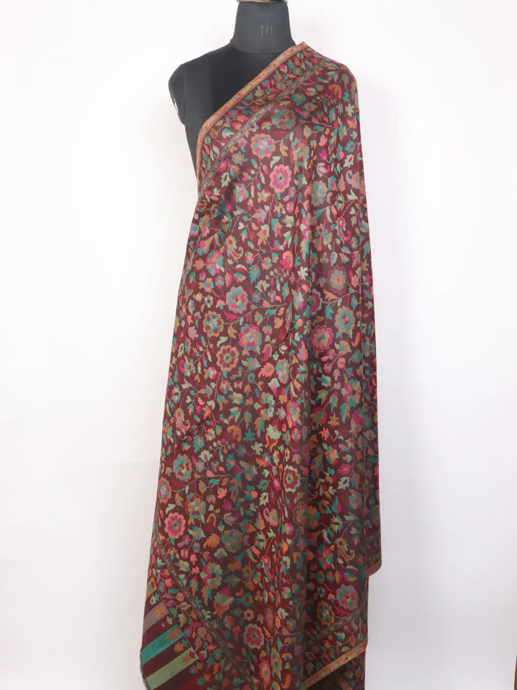 Armaan Kashmiri Brown Kani Woolen Shawl for Men with Floral Pattern