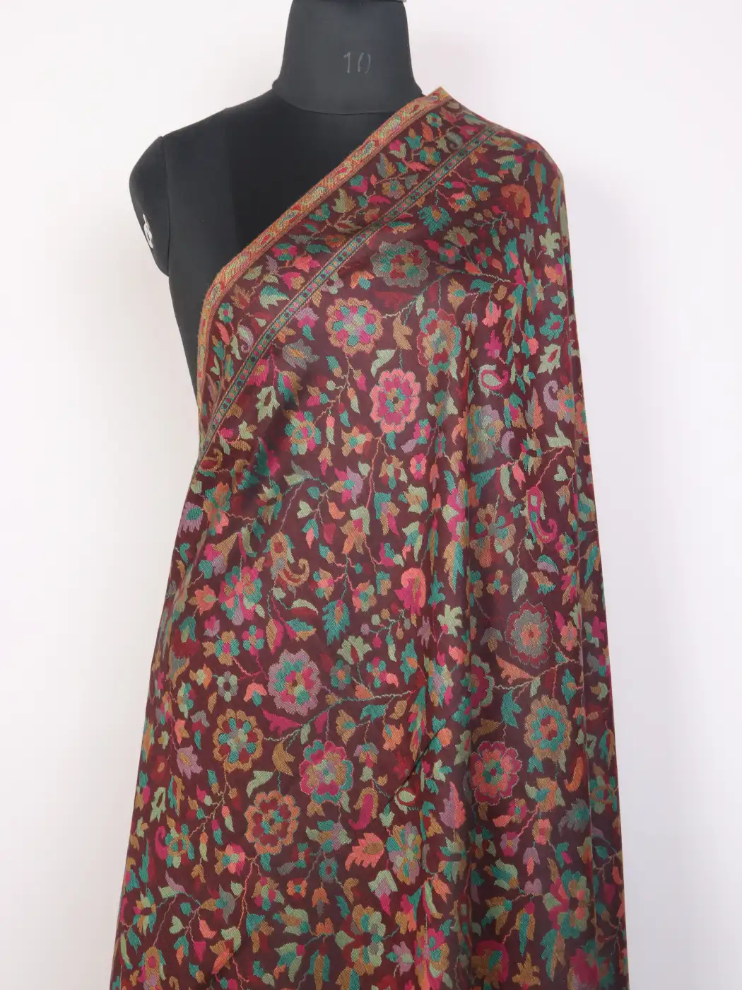 Armaan Kashmiri Brown Kani Woolen Shawl for Men with Floral Pattern - Image 2