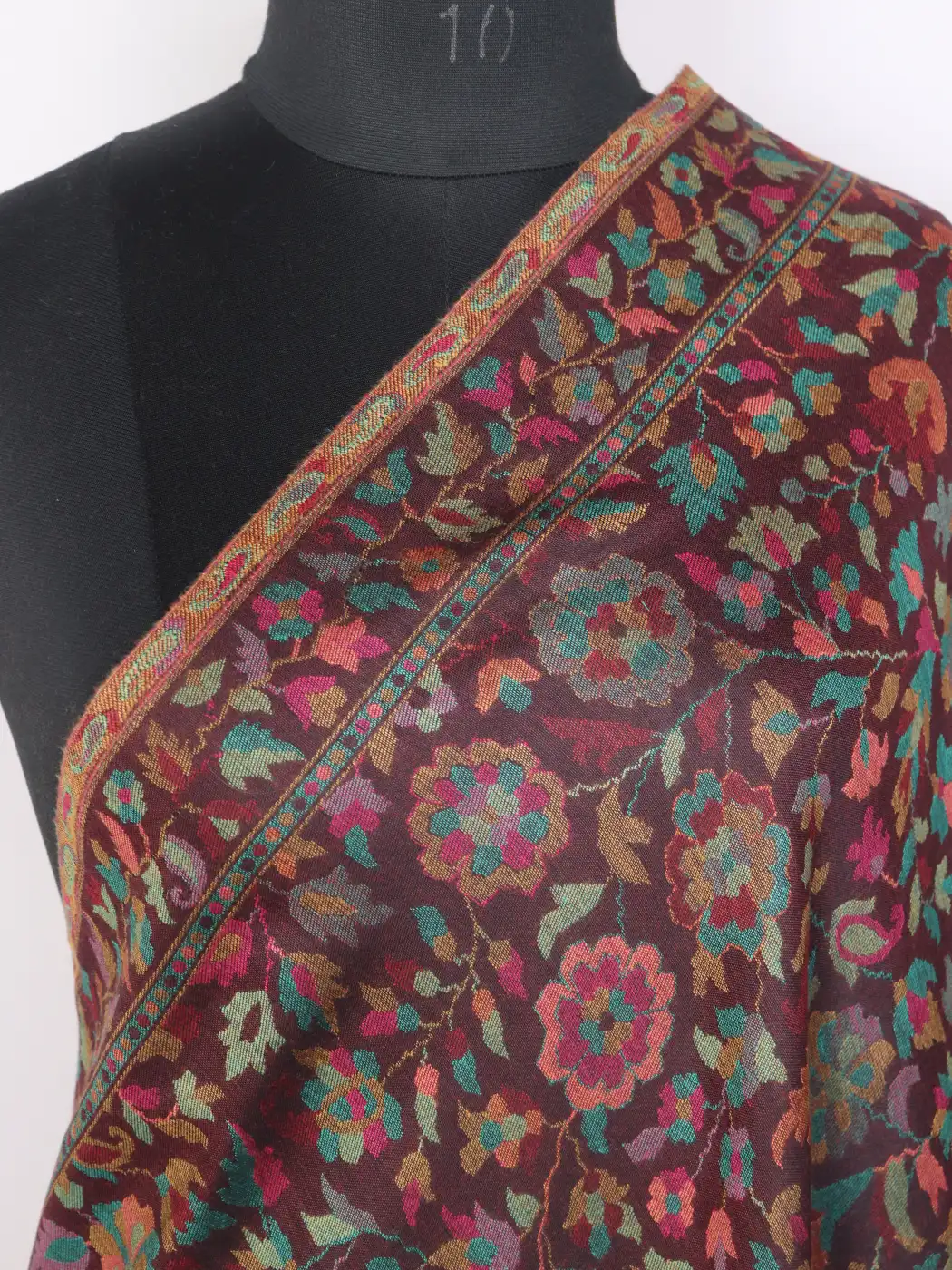 Armaan Kashmiri Brown Kani Woolen Shawl for Men with Floral Pattern - Image 3