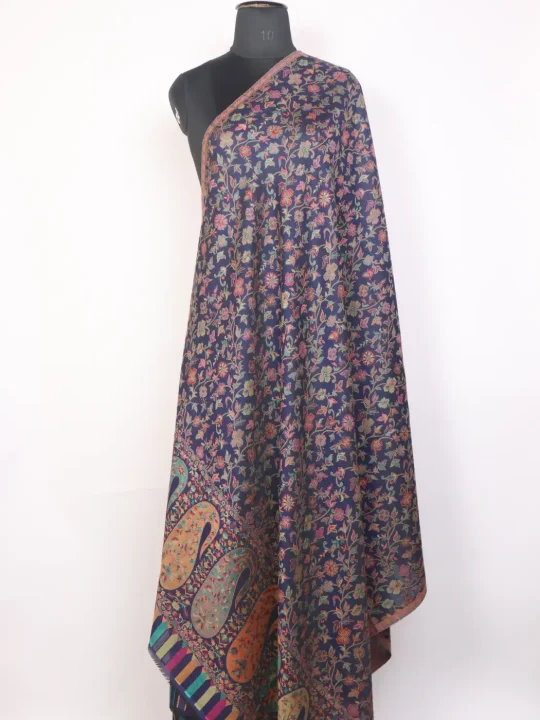 Kashmiri Kani Woolen Shawl for Men Neel-Saif with Floral and Paisley Border