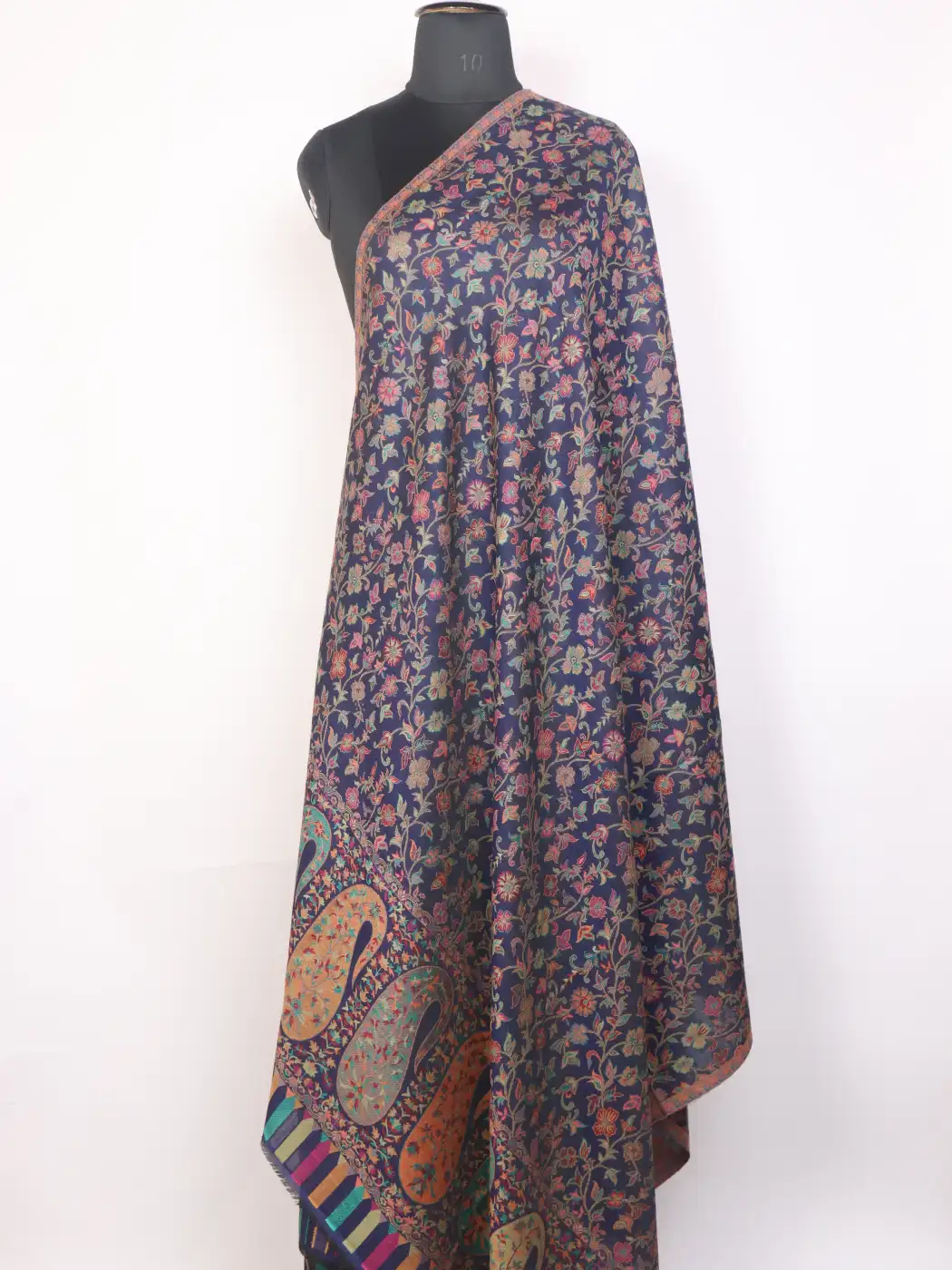 Kashmiri Kani Woolen Shawl for Men Neel-Saif with Floral and Paisley Border