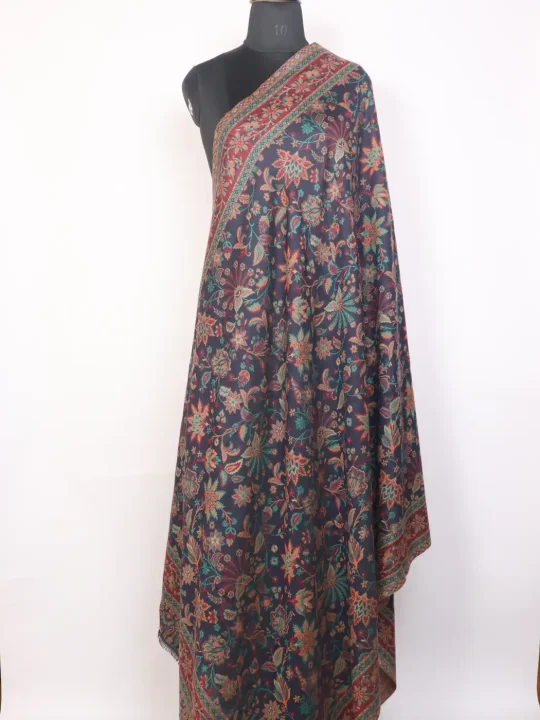 Baadshah Kashmiri Kani Woolen Shawl for Men with Multicolour Floral Pattern