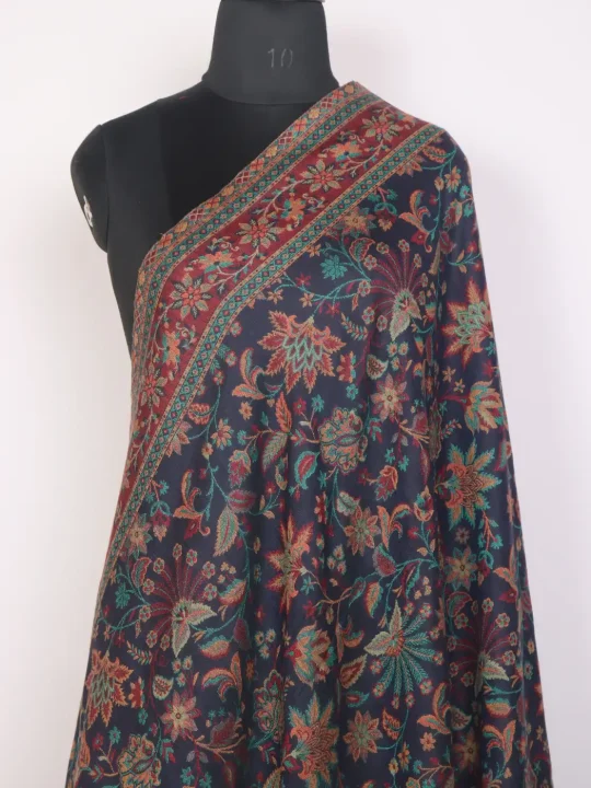 Baadshah Kashmiri Kani Woolen Shawl for Men with Multicolour Floral Pattern - Image 2