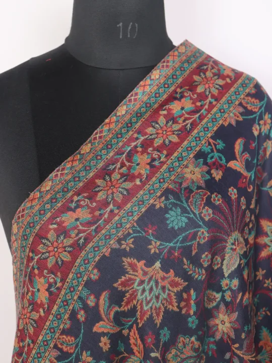 Baadshah Kashmiri Kani Woolen Shawl for Men with Multicolour Floral Pattern - Image 3