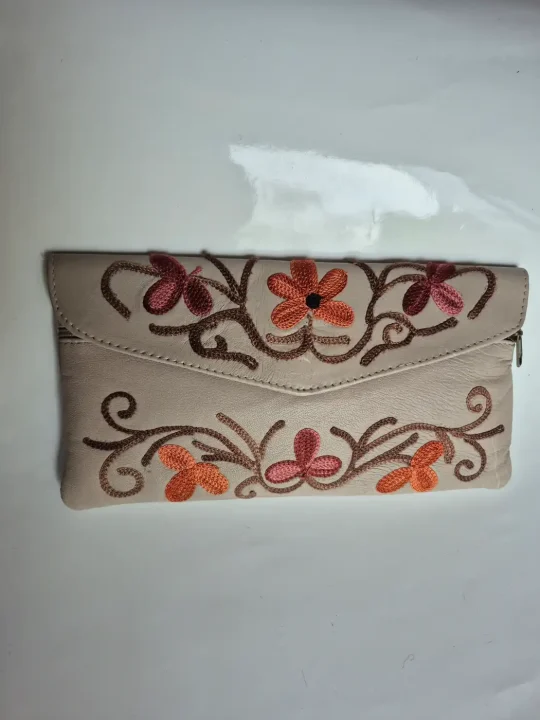 Kashmiri Pure Leather Sartaaj Wallet with Aari Embroidery