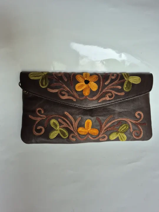 Kashmiri Leather Wallet with Aari Embroidery Noor
