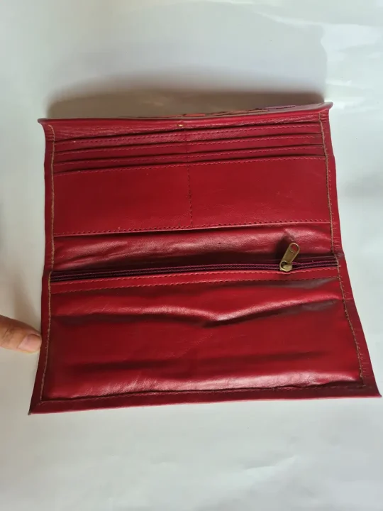 Kashmiri Pure Leather 3-Fold Wallet for Women with Gulistan Aari Embroidery - Image 4