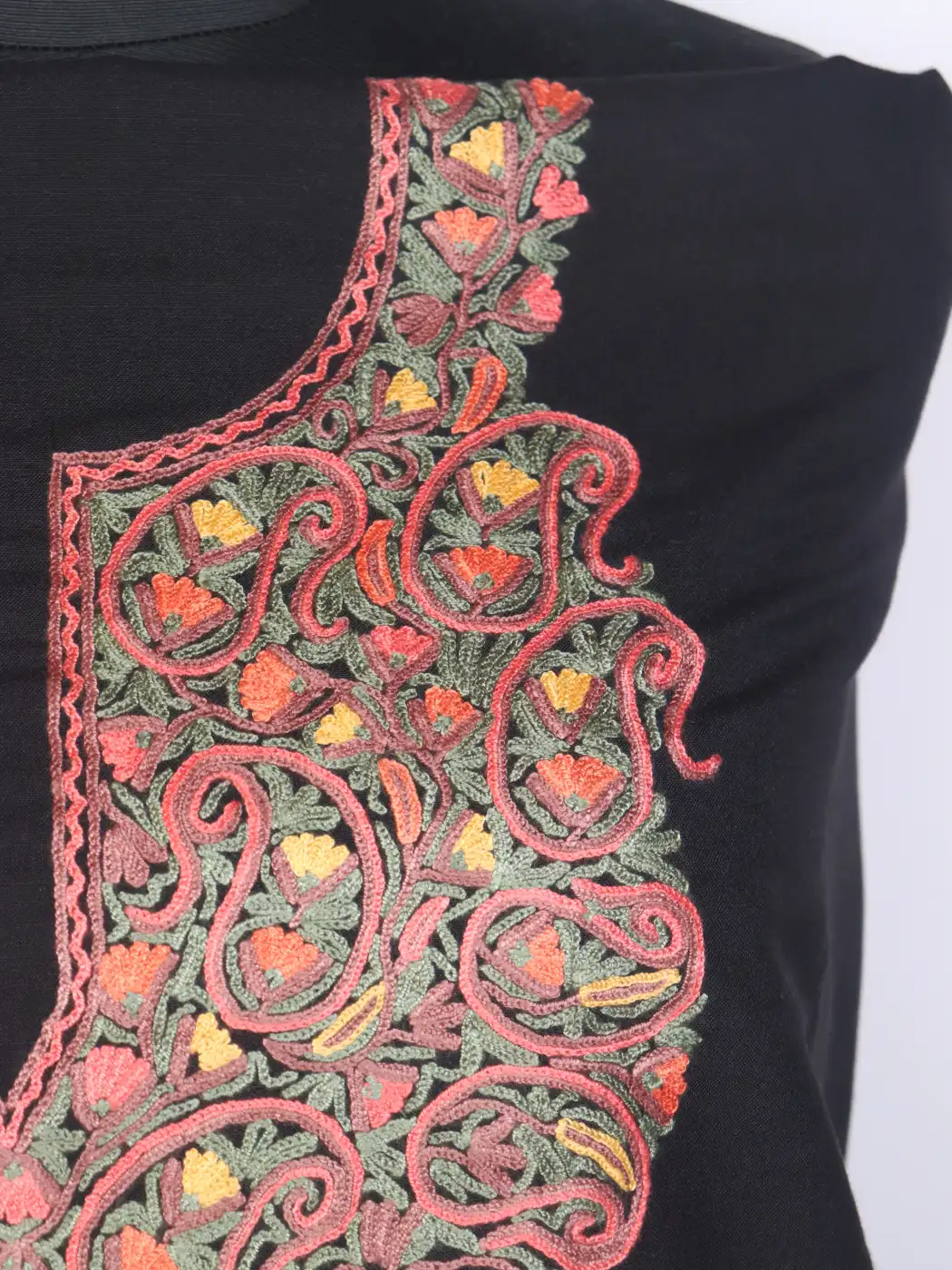 Kashmiri Ruby Cotton 2pc Unstitched Suit for Women | Mahira with Aari Hand Embroidery - Image 3