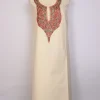 Kashmiri 2pc Suit for Women  Rukhsar | Cream Ruby Cotton with Hand Aari Floral Embroidery