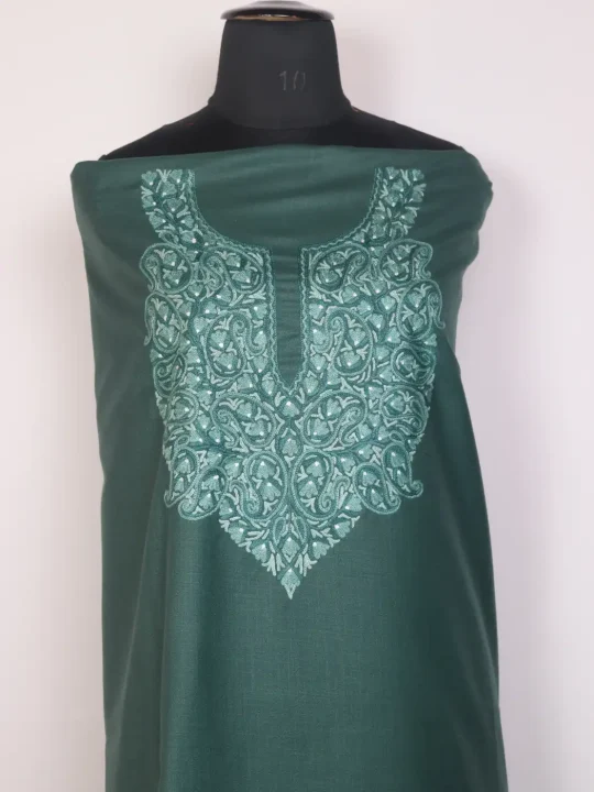 Shabnam Kashmiri 2pc Suit for Women | Teal Ruby Cotton with Hand Aari Floral Work - Image 2