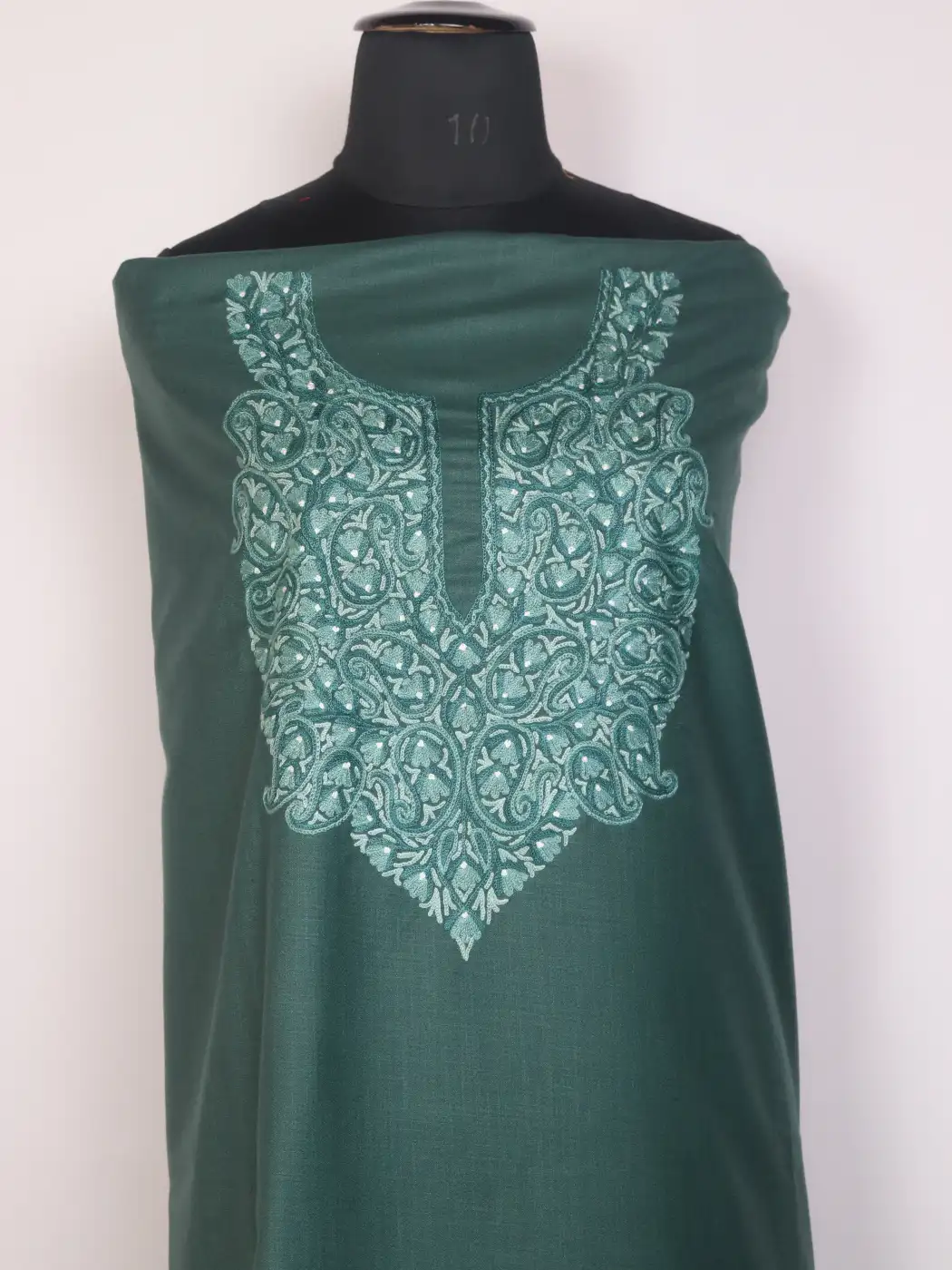Shabnam Kashmiri 2pc Suit for Women | Teal Ruby Cotton with Hand Aari Floral Work - Image 2