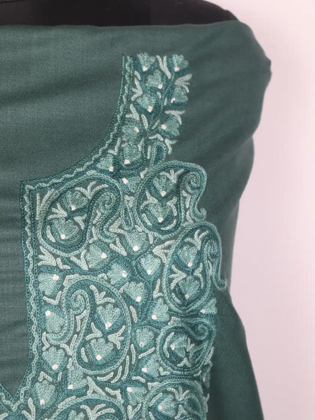 Shabnam Kashmiri 2pc Suit for Women | Teal Ruby Cotton with Hand Aari Floral Work - Image 3
