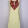 Afrooza Kashmiri 2pc Suit for Women | Yellow Ruby Cotton with Hand Aari Floral Embriodery