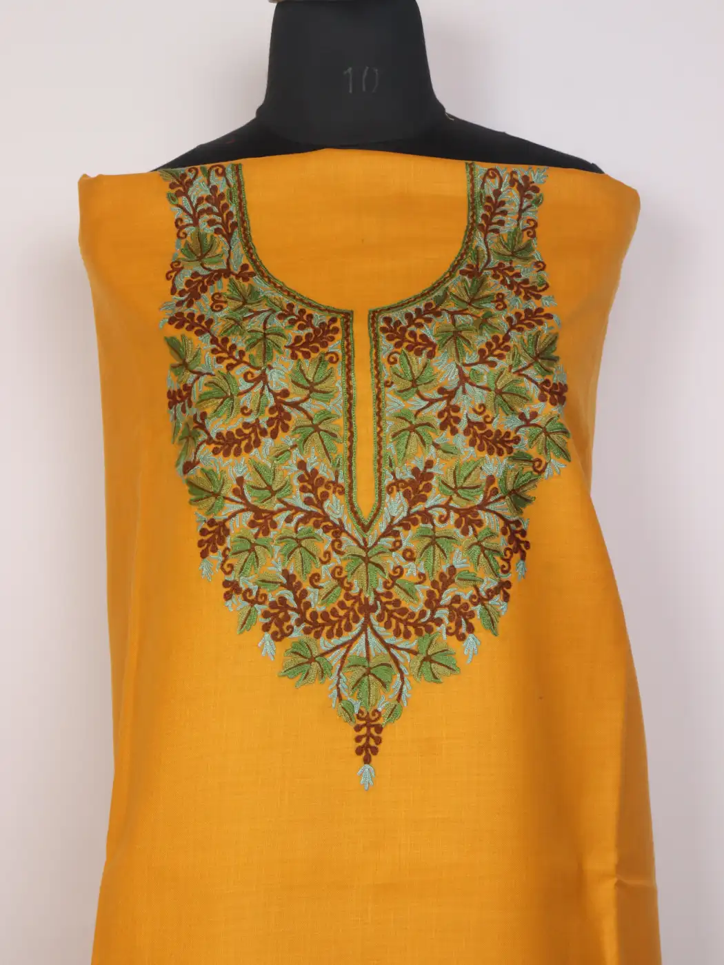 Zoon Kashmiri Yellow 2pc Suit for Women | Ruby Cotton with Hand Aari Floral Kadhai - Image 2