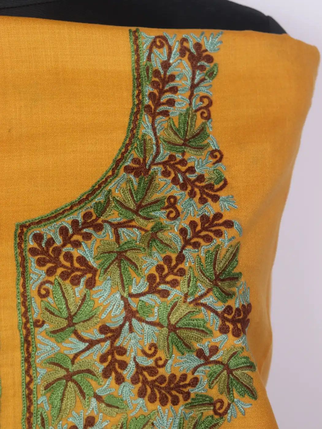 Zoon Kashmiri Yellow 2pc Suit for Women | Ruby Cotton with Hand Aari Floral Kadhai - Image 3
