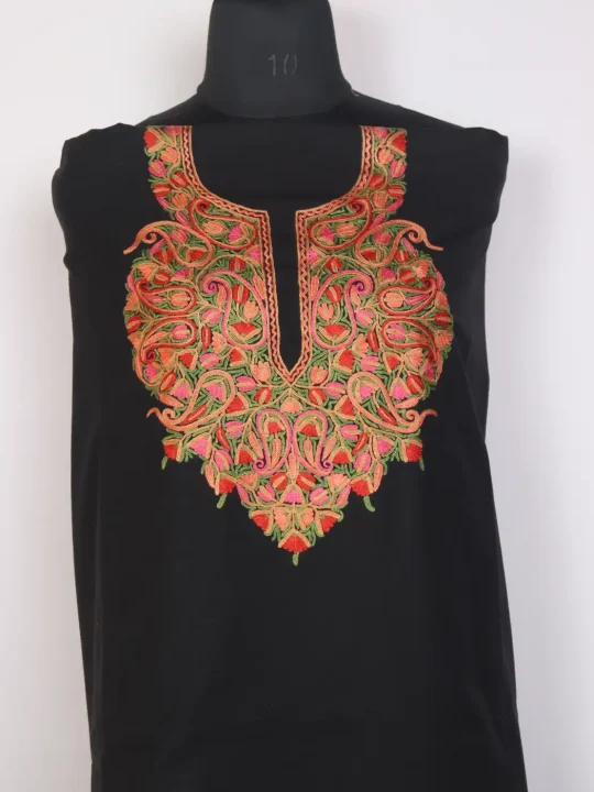 Kashmiri Mahnoor 2pc Suit for Women | Black Ruby Cotton with Hand Aari Floral Work - Image 2