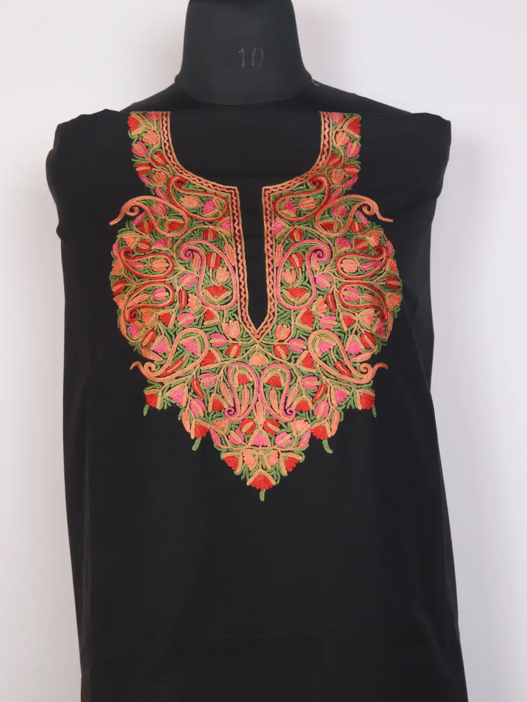 Kashmiri Mahnoor 2pc Suit for Women | Black Ruby Cotton with Hand Aari Floral Work - Image 2