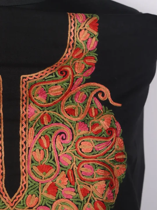 Kashmiri Mahnoor 2pc Suit for Women | Black Ruby Cotton with Hand Aari Floral Work - Image 3