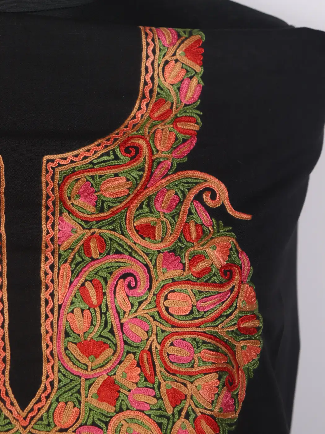 Kashmiri Mahnoor 2pc Suit for Women | Black Ruby Cotton with Hand Aari Floral Work - Image 3