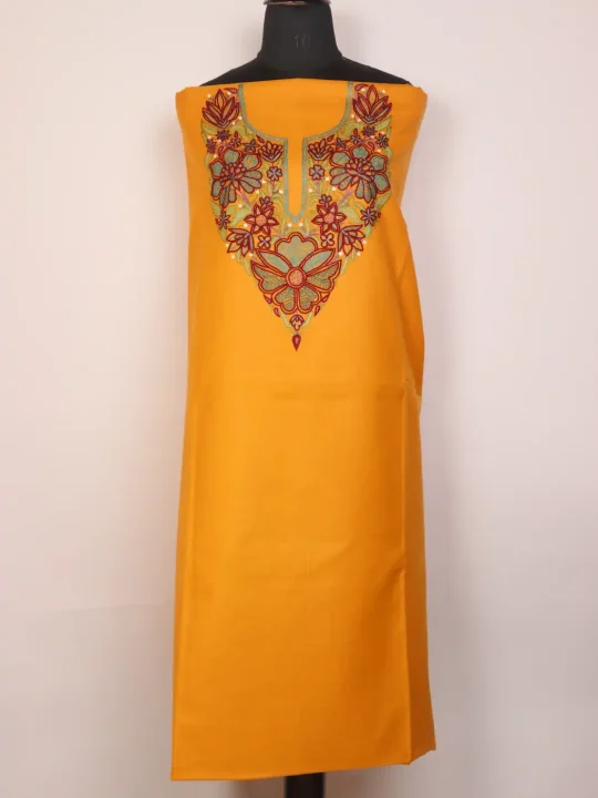 Kashmiri Yellow Gulnaz 2pc Suit for Women | Ruby Cotton with Hand Aari Floral Work