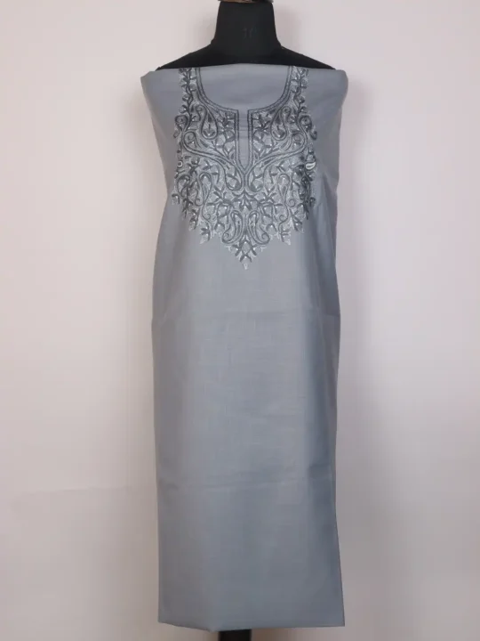Grey Kashmiri 2pc Suit for Women | Ruby Cotton with Hand Aari Floral Embroidery Mehreen