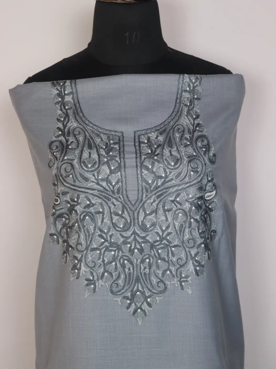 Grey Kashmiri 2pc Suit for Women | Ruby Cotton with Hand Aari Floral Embroidery Mehreen - Image 2