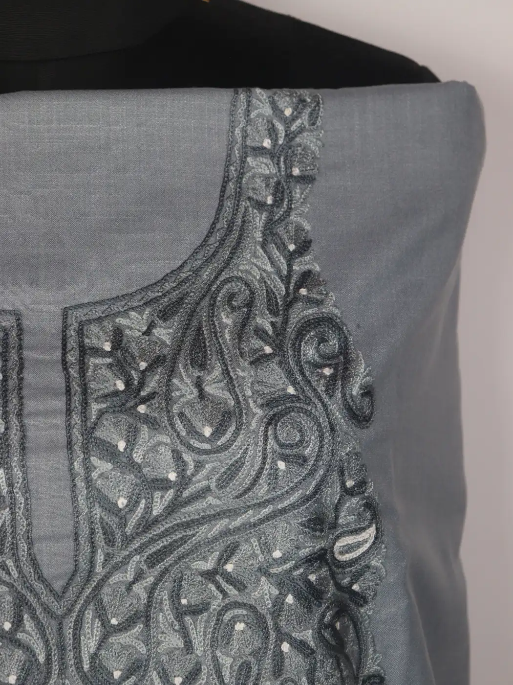 Grey Kashmiri 2pc Suit for Women | Ruby Cotton with Hand Aari Floral Embroidery Mehreen - Image 3
