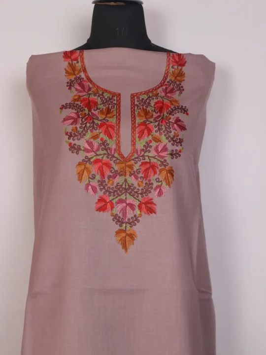 Naseem Kashmiri 2pc Suit for Women | Ruby Cotton with Hand Aari Chinar Work - Image 2