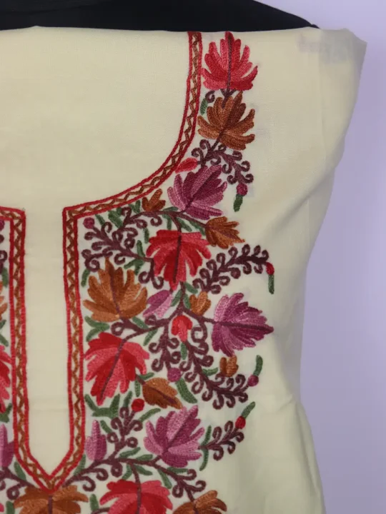 Kashmiri Gulzari 2pc Suit for Women | Ruby Cotton with Hand Aari Embroidery - Image 3