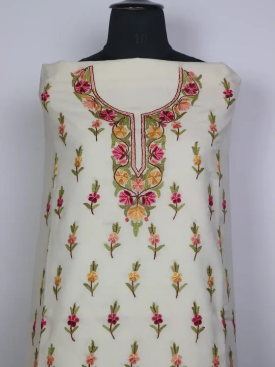 Kashmiri Mehr 2pc Suit for Women | Summer Cool Cotton with Hand Aari Booti Work - Image 2