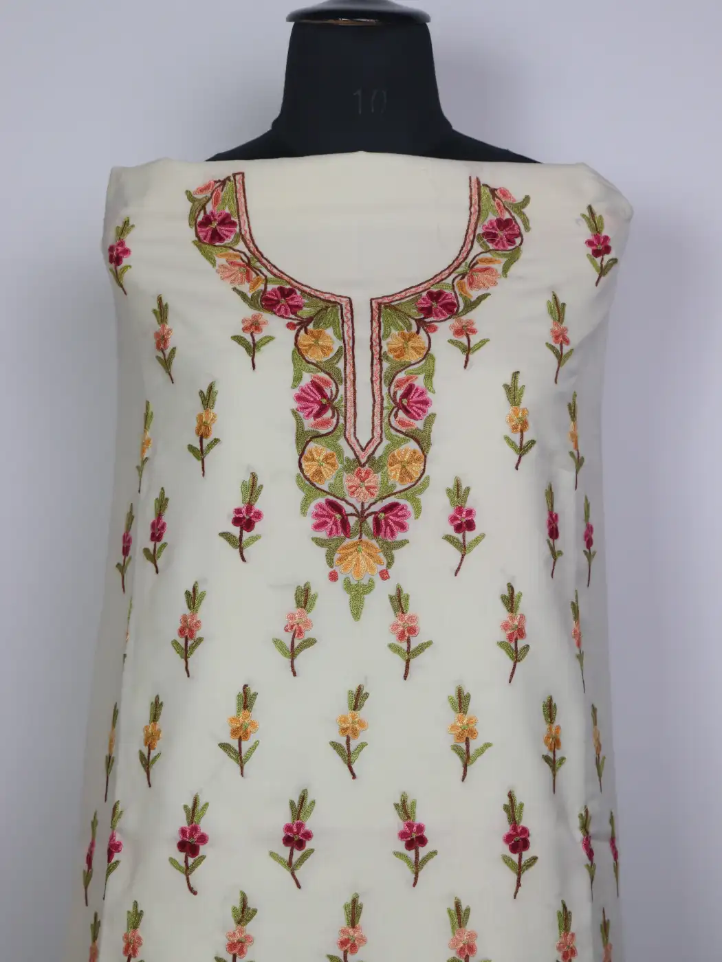 Kashmiri Mehr 2pc Suit for Women | Summer Cool Cotton with Hand Aari Booti Work - Image 2