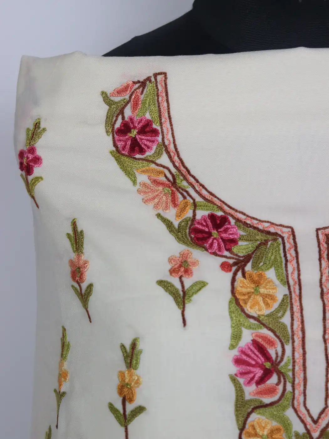Kashmiri Mehr 2pc Suit for Women | Summer Cool Cotton with Hand Aari Booti Work - Image 3