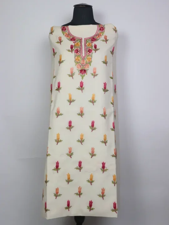 Bahaar Kashmiri 2pc Suit for Women | Summer Cool Cotton with Hand Aari Tulip Booti Work