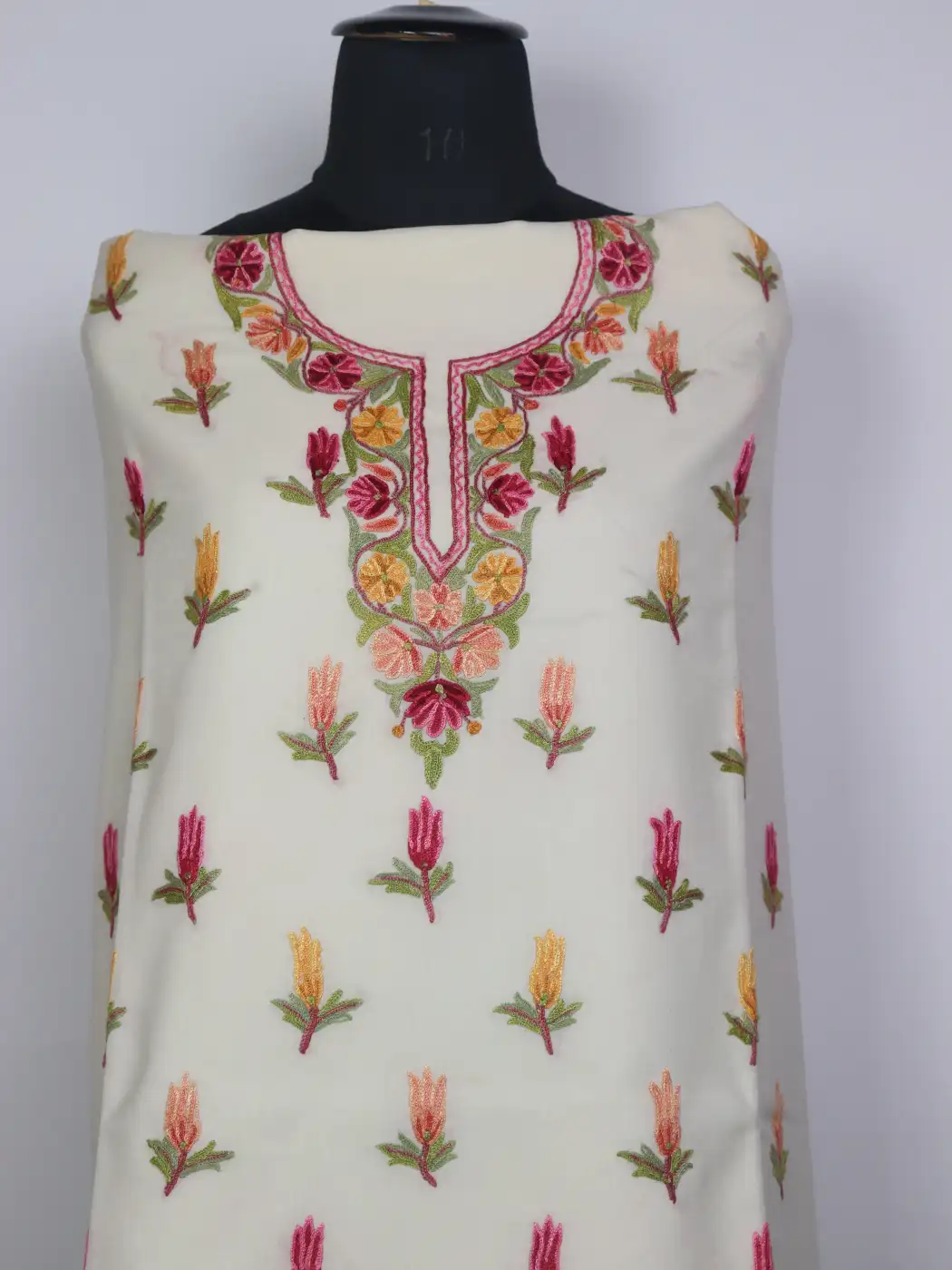 Bahaar Kashmiri 2pc Suit for Women | Summer Cool Cotton with Hand Aari Tulip Booti Work - Image 2