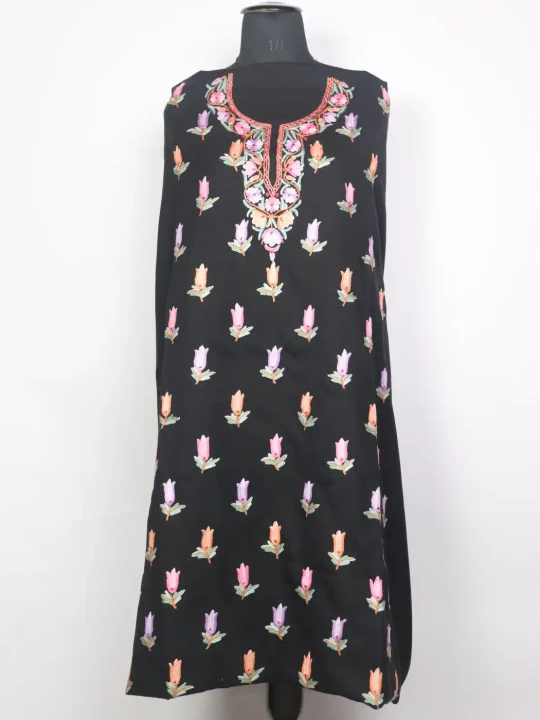 Kashmiri Black Nazneen 2pc Suit for Women | Summer Cool Cotton with Hand Aari Tulip Booti Work