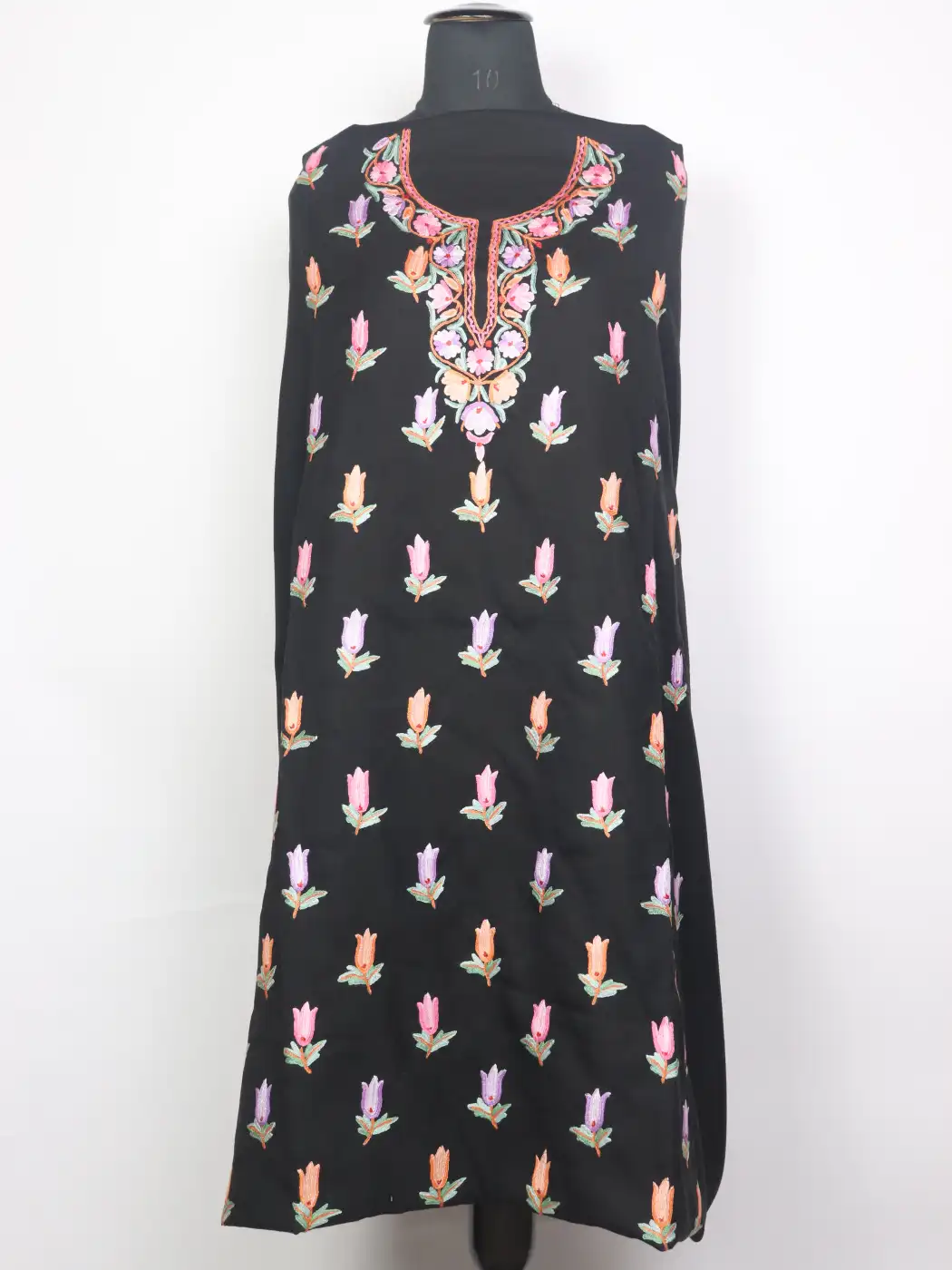 Kashmiri Black Nazneen 2pc Suit for Women | Summer Cool Cotton with Hand Aari Tulip Booti Work