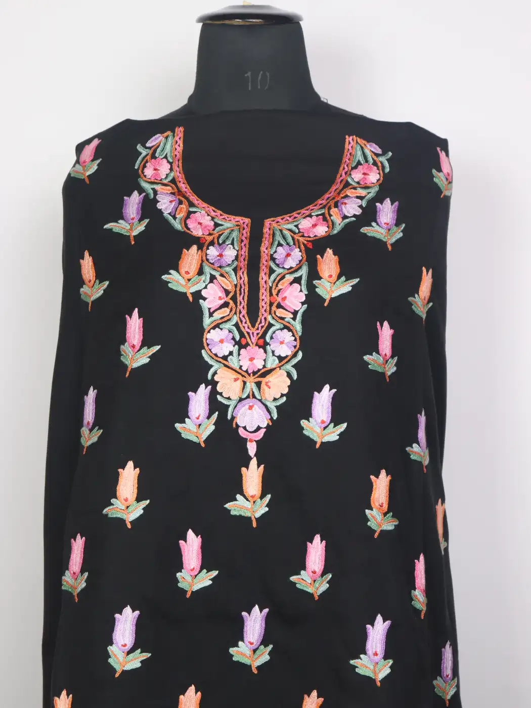 Kashmiri Black Nazneen 2pc Suit for Women | Summer Cool Cotton with Hand Aari Tulip Booti Work - Image 2