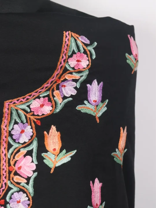 Kashmiri Black Nazneen 2pc Suit for Women | Summer Cool Cotton with Hand Aari Tulip Booti Work - Image 3