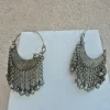 Kashmiri Handmade Bali Earrings Gulshan with Leaf Engraved Crescent