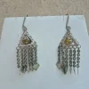 Kashmiri Handmade Rounaq Jhumka Earrings with Yellow Stone Chain Fringe