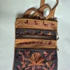 Nishat Kashmiri 5 Zipper Suede Leather Sling Bag for Women with Aari Embroidery