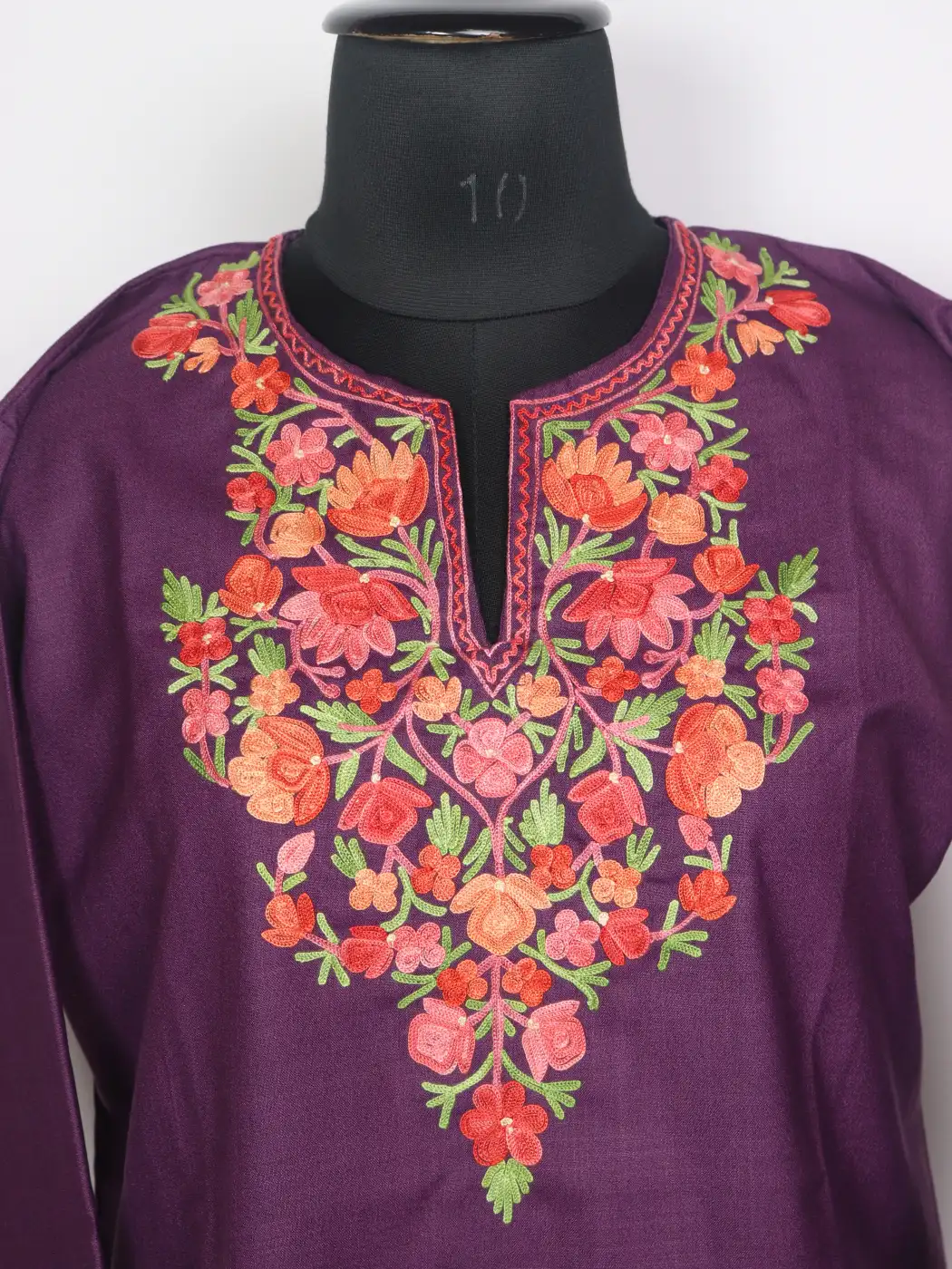 Junoon Kashmiri Ruby Cotton Purple Short kurti With Aari Needlework - Image 2
