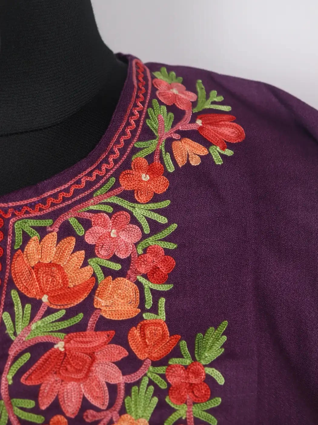 Junoon Kashmiri Ruby Cotton Purple Short kurti With Aari Needlework - Image 3
