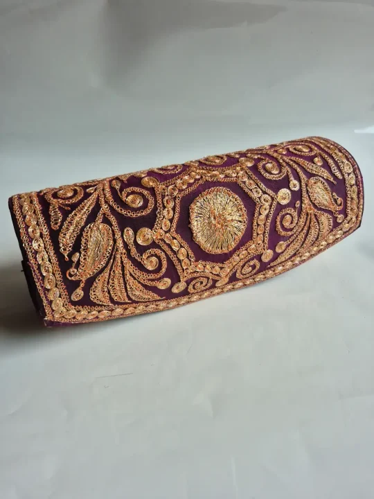 Kashmiri Tilla Embroidered Clutch Bag Mahreni | Purple
