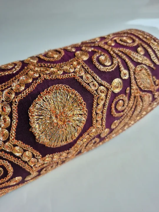 Kashmiri Tilla Embroidered Clutch Bag Mahreni | Purple - Image 2