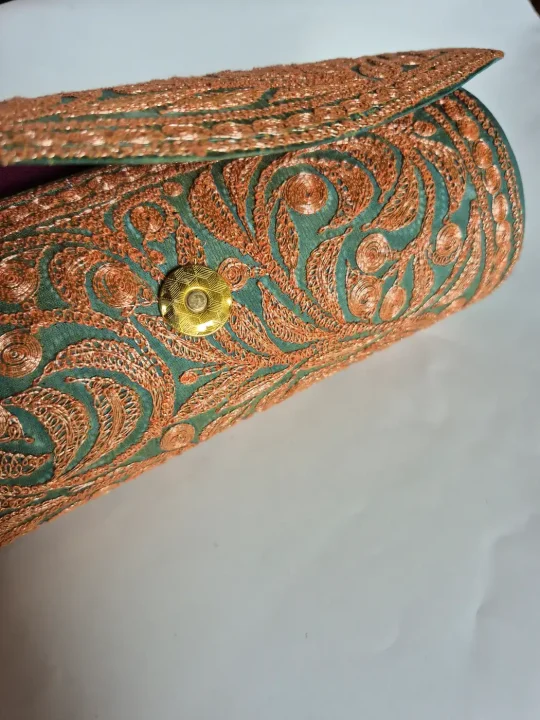 Zareena Kashmiri Silk Clutch Bag with Tilla Embroidery - Image 3