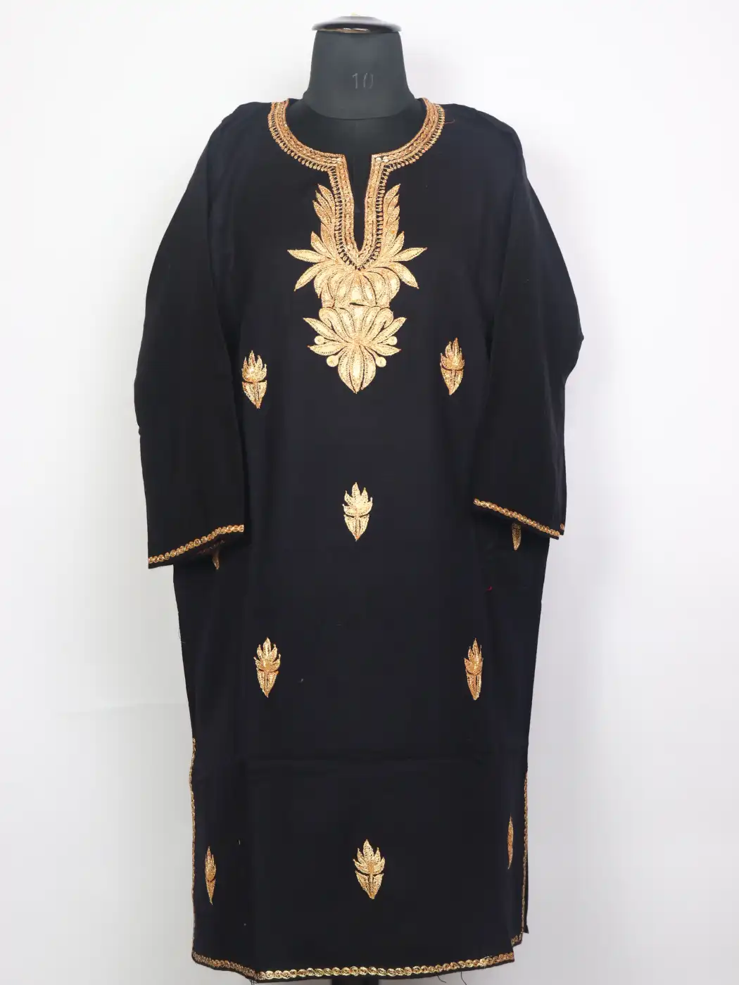 Kashmiri Gulnaar Black Cashmilon Pheran for Women with Botte Tilla Embroidery