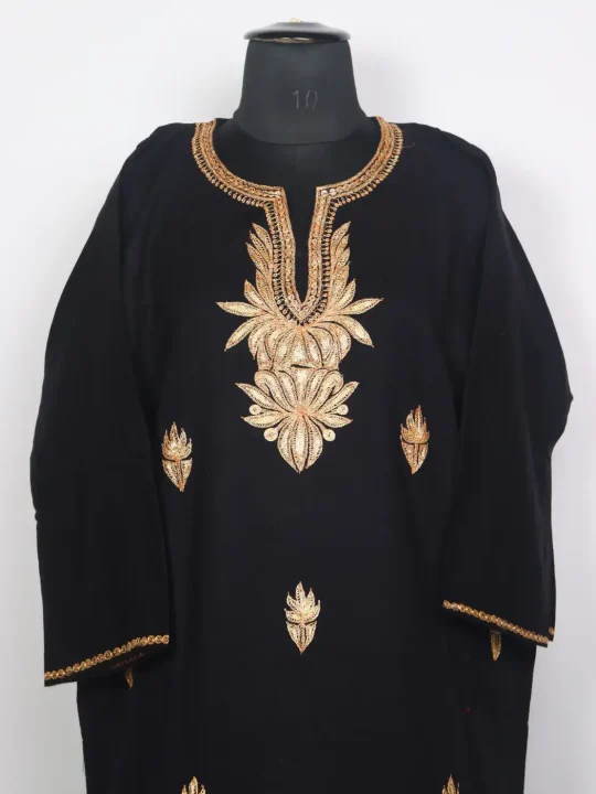 Kashmiri Gulnaar Black Cashmilon Pheran for Women with Botte Tilla Embroidery - Image 2